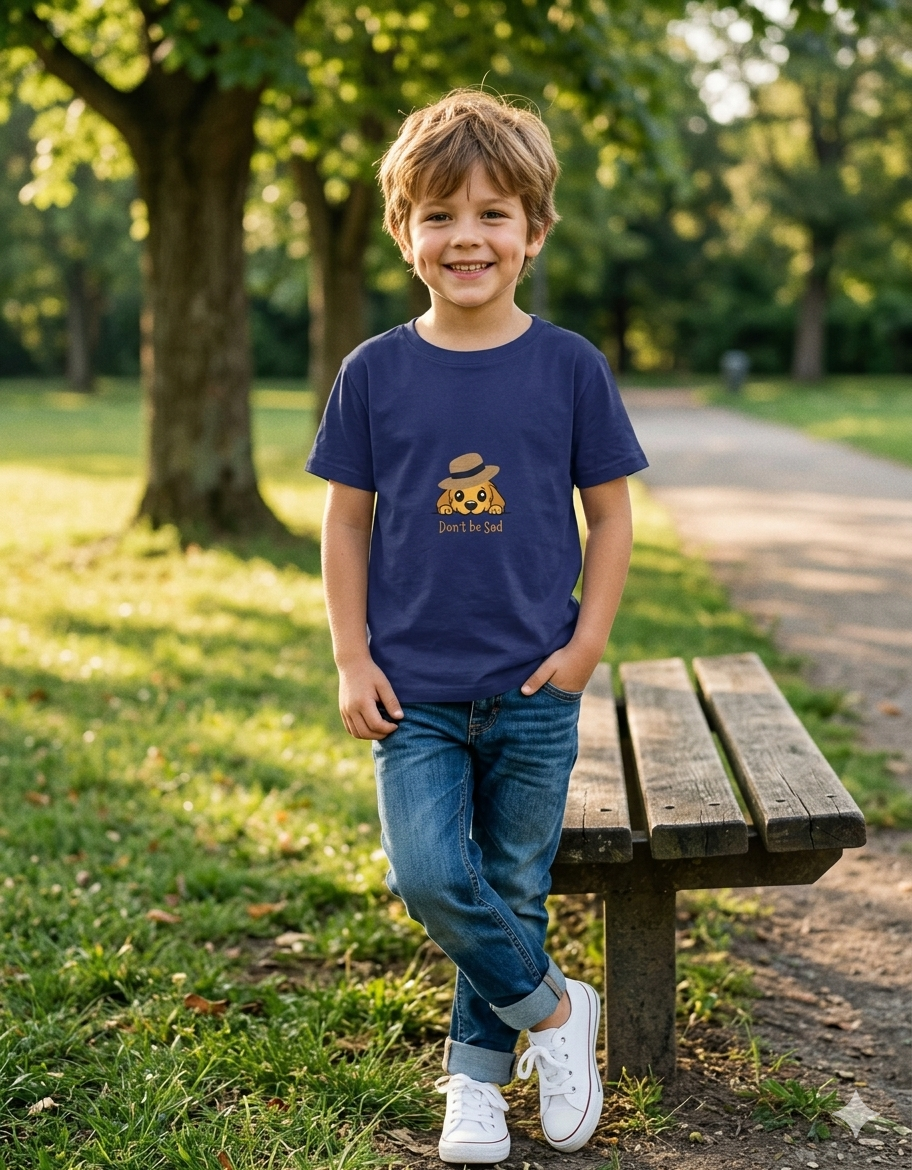 Cute Dog Boy's Crew Neck T-Shirt