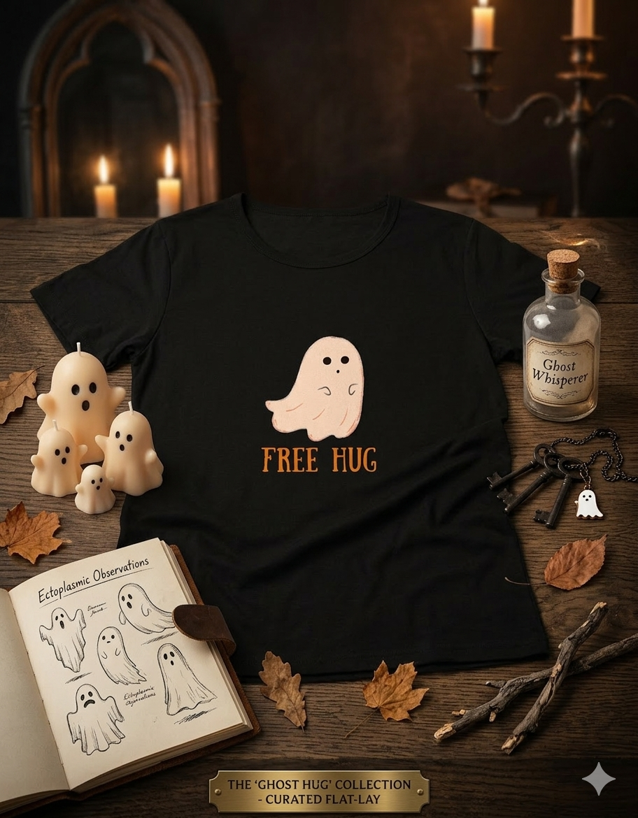 Ghost Hug Girl's Crew Neck T-Shirt