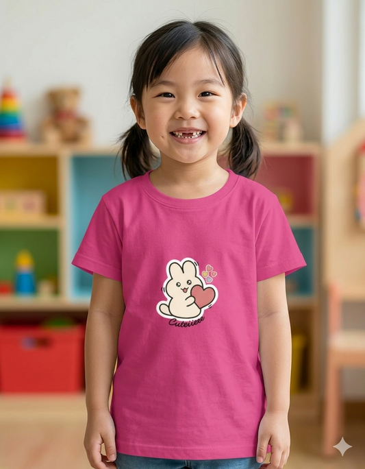 Cute Rabbit Girl's Crew Neck T-Shirt